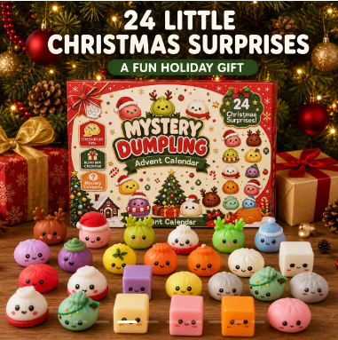 Christmas Mini Squishies Advent Calendar 2026, 24-Day Holiday Countdown Fidget Stress Relief Set, Cute Dumpling Squeeze Figures for Indoor Recreation, Stocking Stuffers, Xmas Party Favors, Small Surprise Gifts for Kids Teens Adults,sohochic