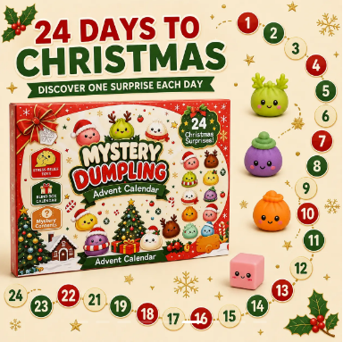 Christmas Mini Squishies Advent Calendar 2026, 24-Day Holiday Countdown Fidget Stress Relief Set, Cute Dumpling Squeeze Figures for Indoor Recreation, Stocking Stuffers, Xmas Party Favors, Small Surprise Gifts for Kids Teens Adults,sohochic