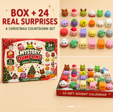 Christmas Mini Squishies Advent Calendar 2026, 24-Day Holiday Countdown Fidget Stress Relief Set, Cute Dumpling Squeeze Figures for Indoor Recreation, Stocking Stuffers, Xmas Party Favors, Small Surprise Gifts for Kids Teens Adults,sohochic